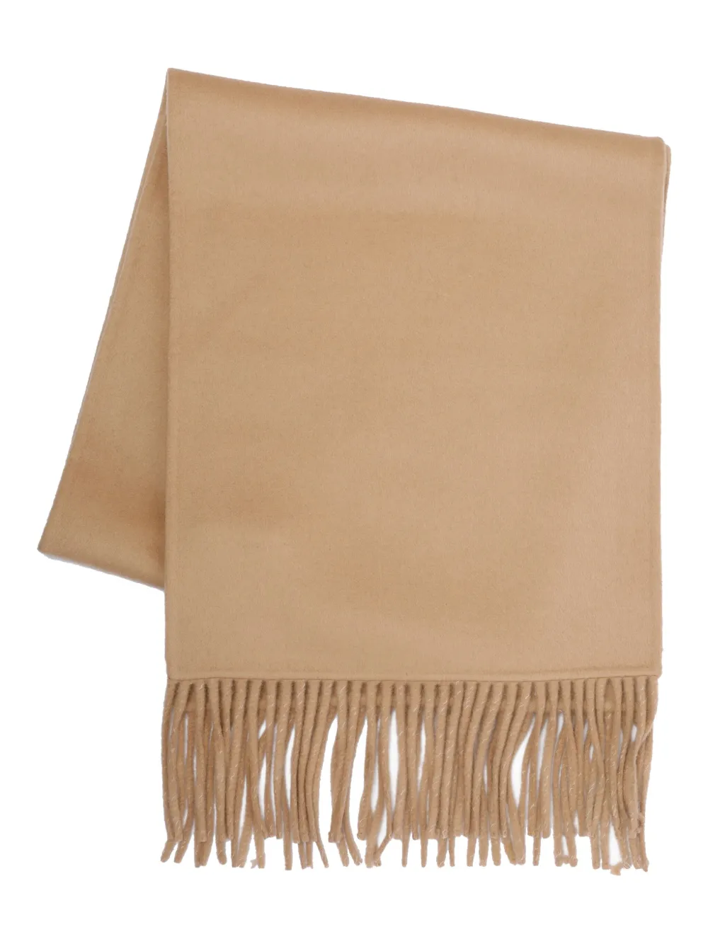 The Dynamis Studio Fringed Wool Scarf In Brown