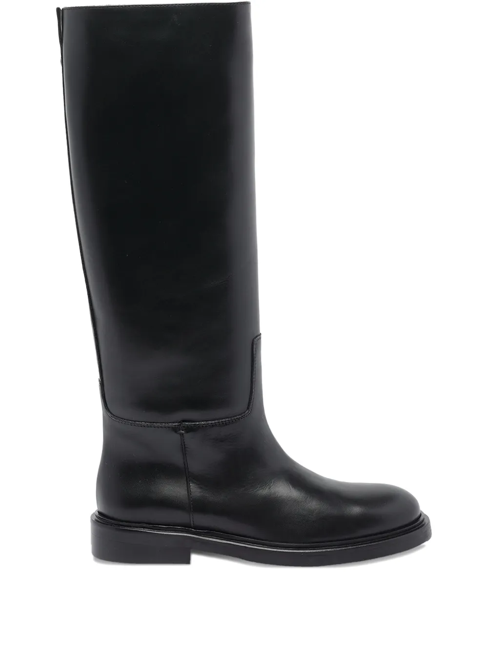 Poeve Round-toe Leather Boots In Black