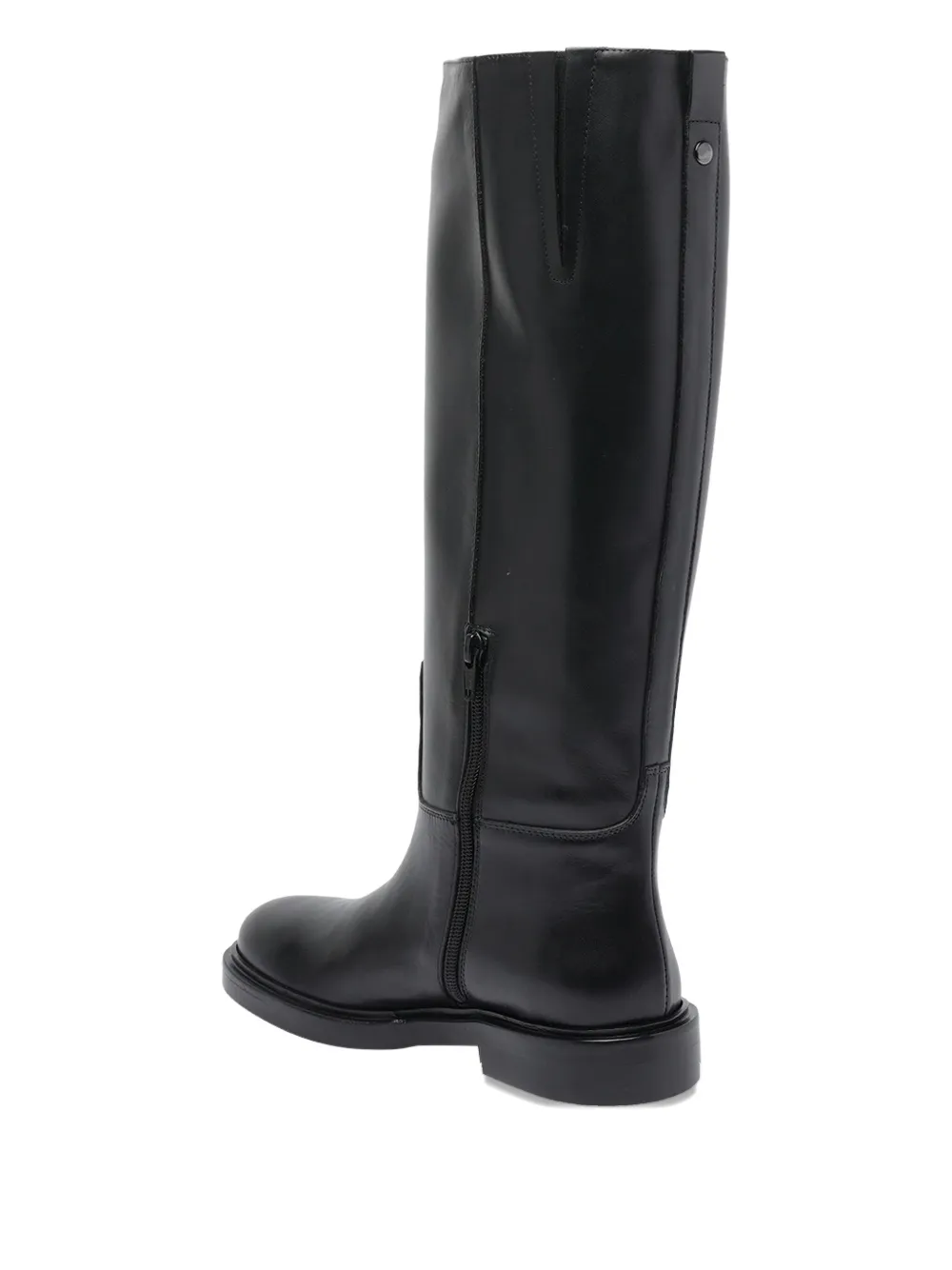 Poeve Round-toe Leather Boots In Black