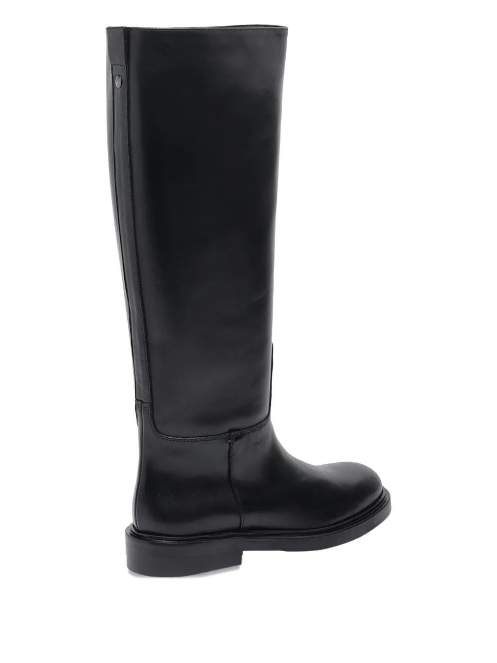 Poeve Round-toe Leather Boots In Black