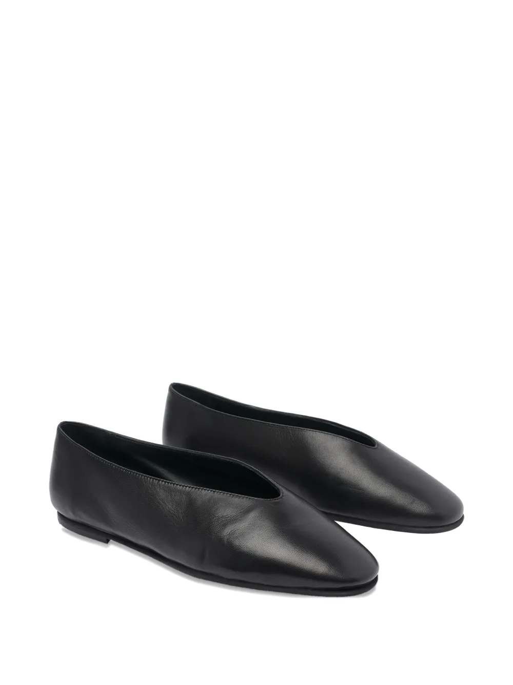 POEVE leather ballet flats - Zwart