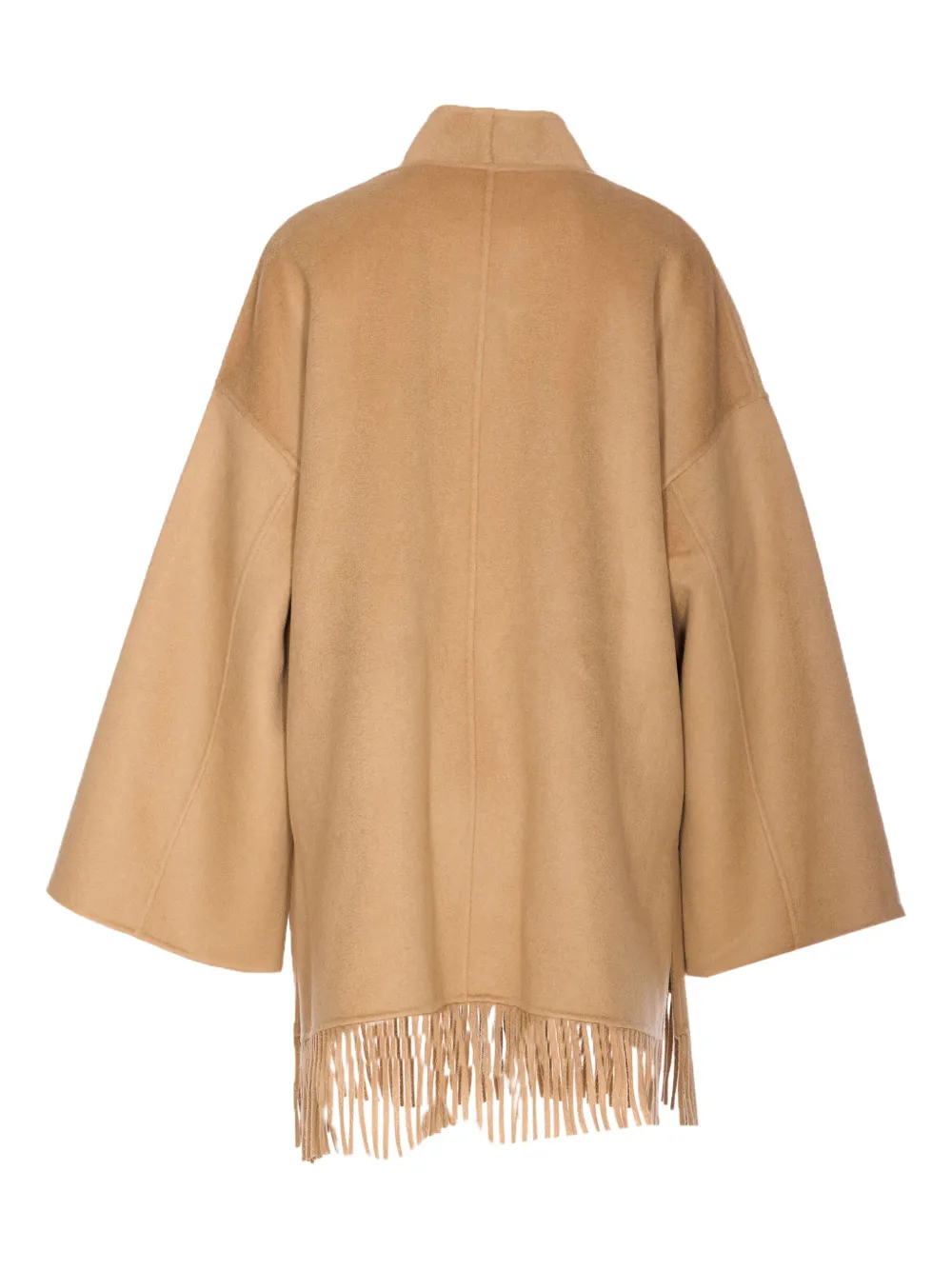 The Dynamis Studio Fringed-hem V-neck Coat In Brown
