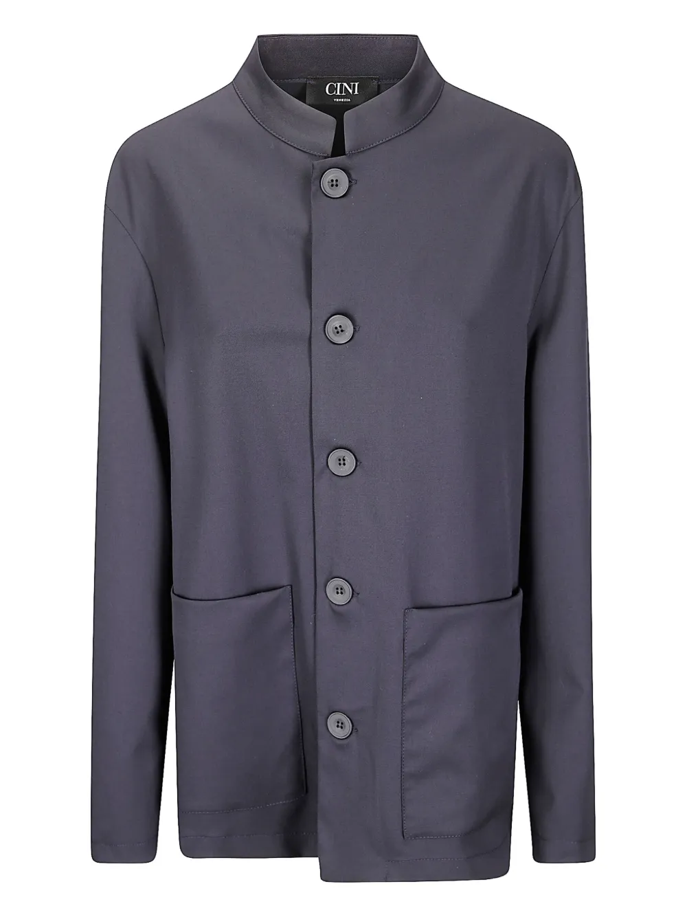 Cini mandarin-collar patch-pocket jacket | Blue | Image 1