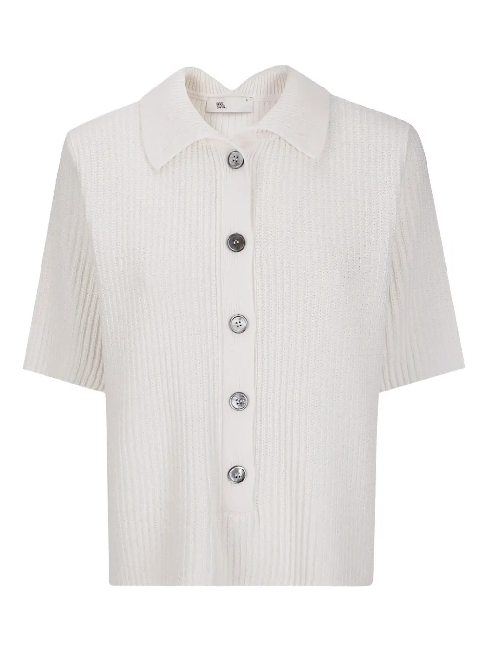 Sibel Saral short-sleeve ribbed polo top | White | Image 1