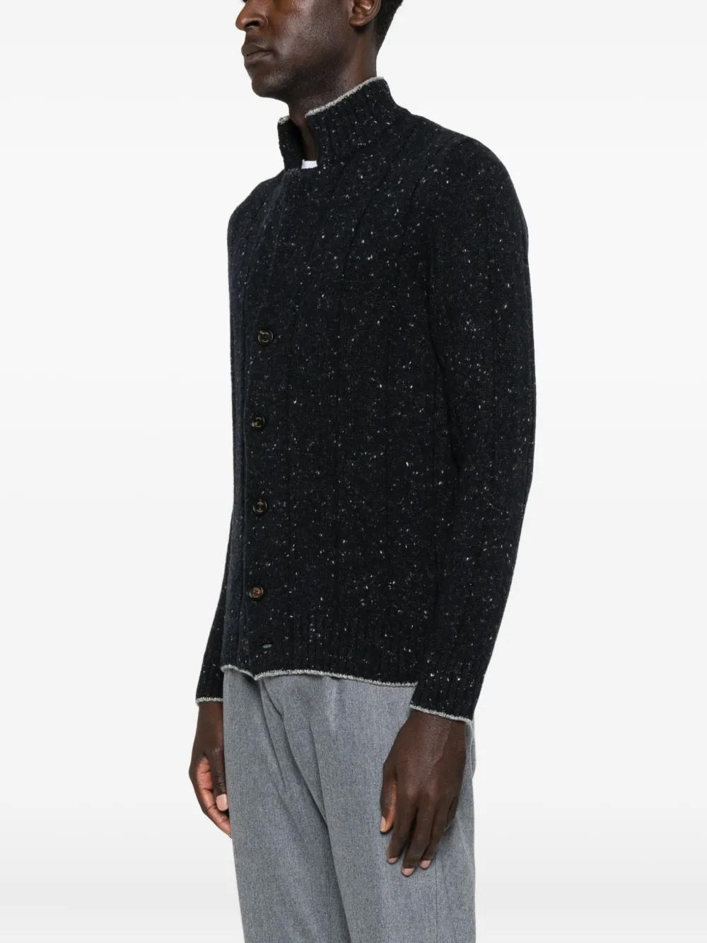  Eleventy Speckled Button Cardigan - Blue 