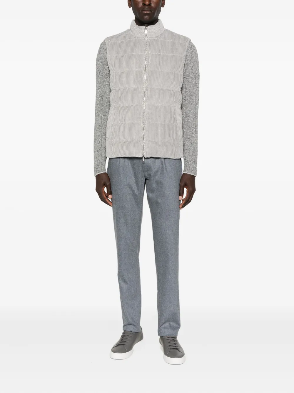 Eleventy Corduroy Quilted Vest In Gray