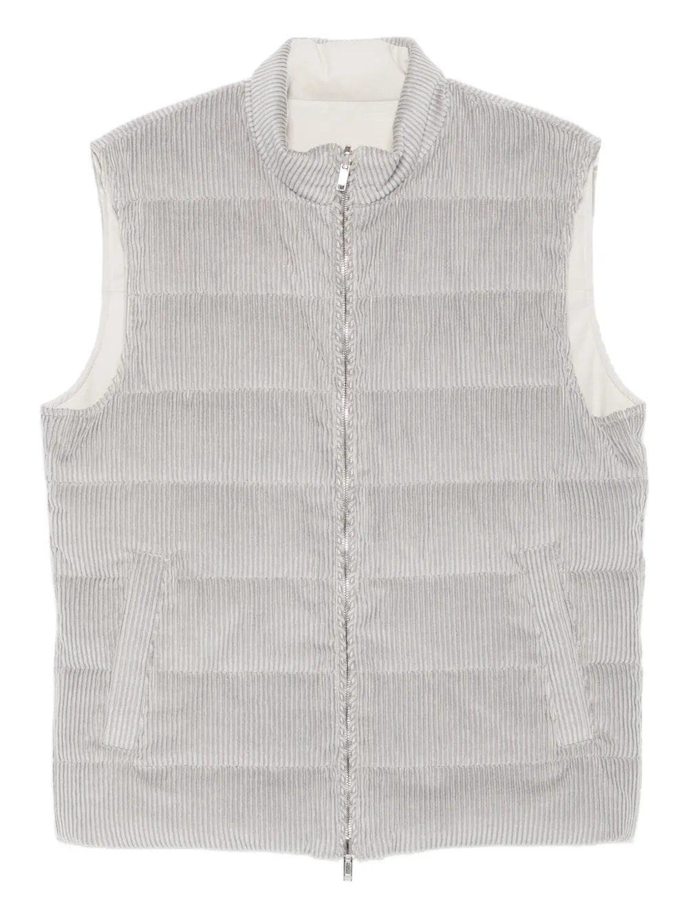 Eleventy Corduroy Quilted Vest In Gray