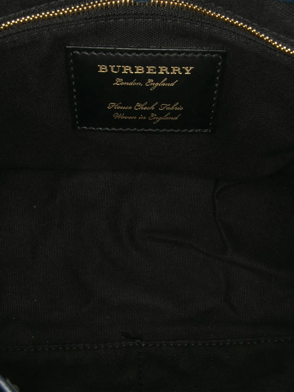 Pre-owned Burberry 2000-2017 Small House Check And Leather Banner Satchel In Blue