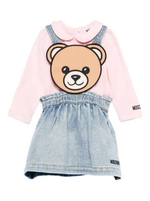 Moschino Kids Spijkerjurk verfraaid met teddybeer