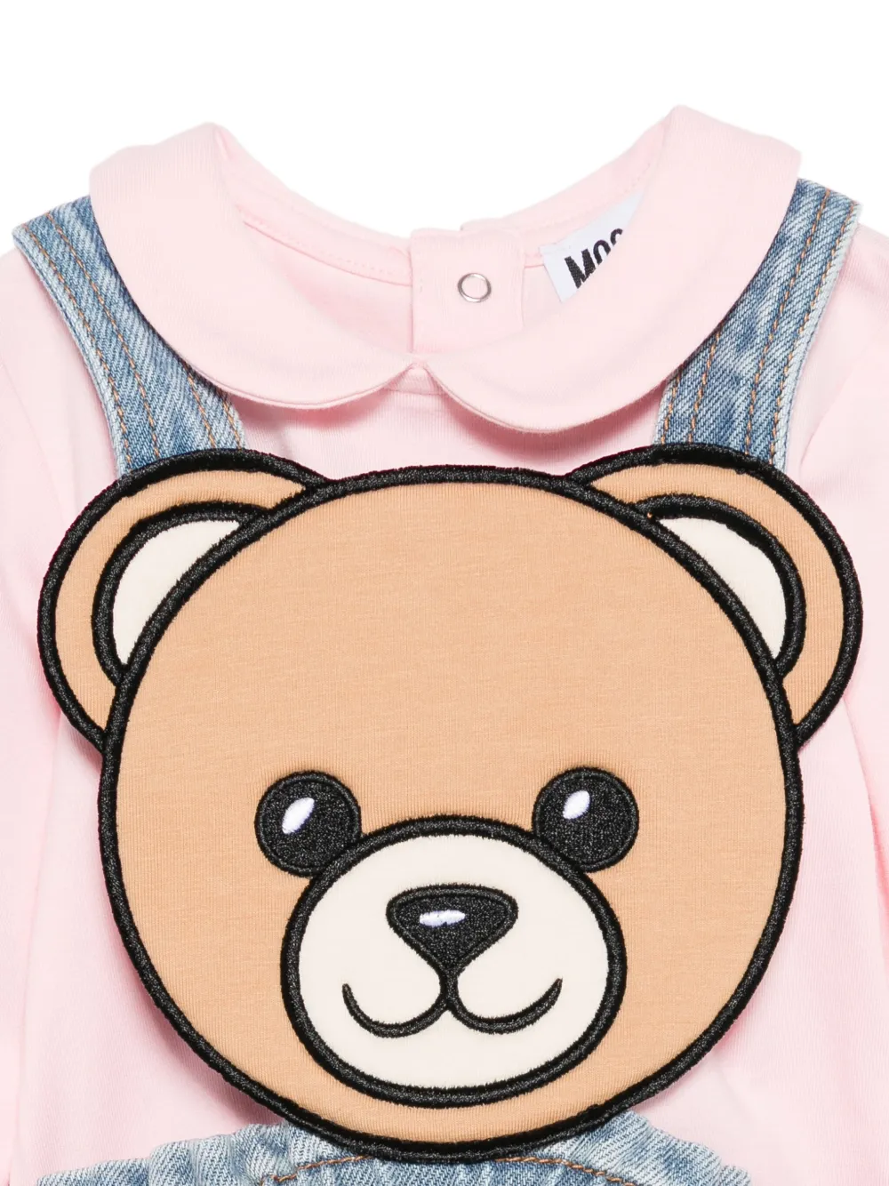 Moschino Kids Spijkerjurk verfraaid met teddybeer Roze