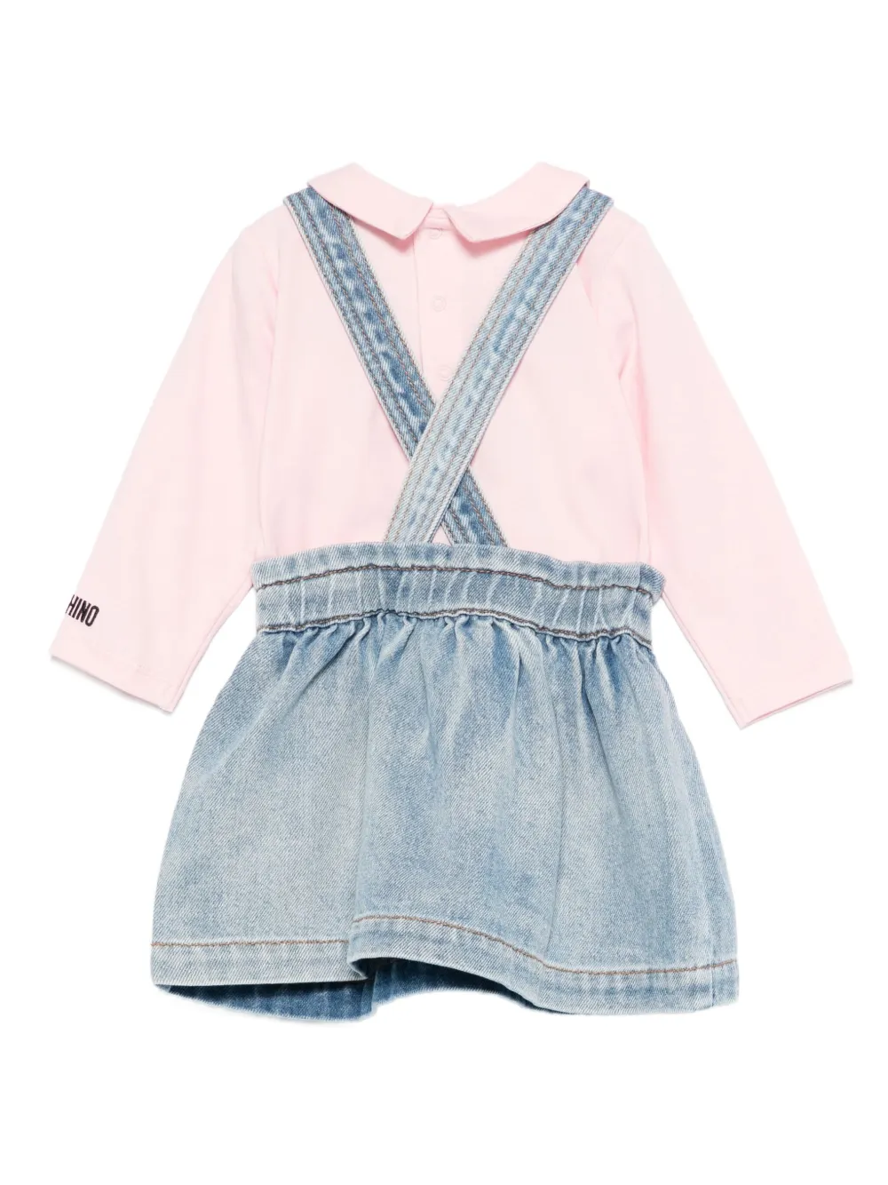 Moschino Kids teddy-embellished denim dress - Roze