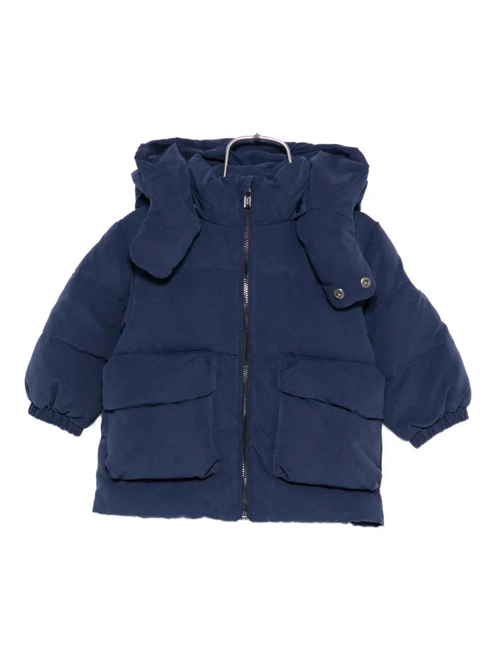 Emporio Armani Hooded Padded Coat In Blue