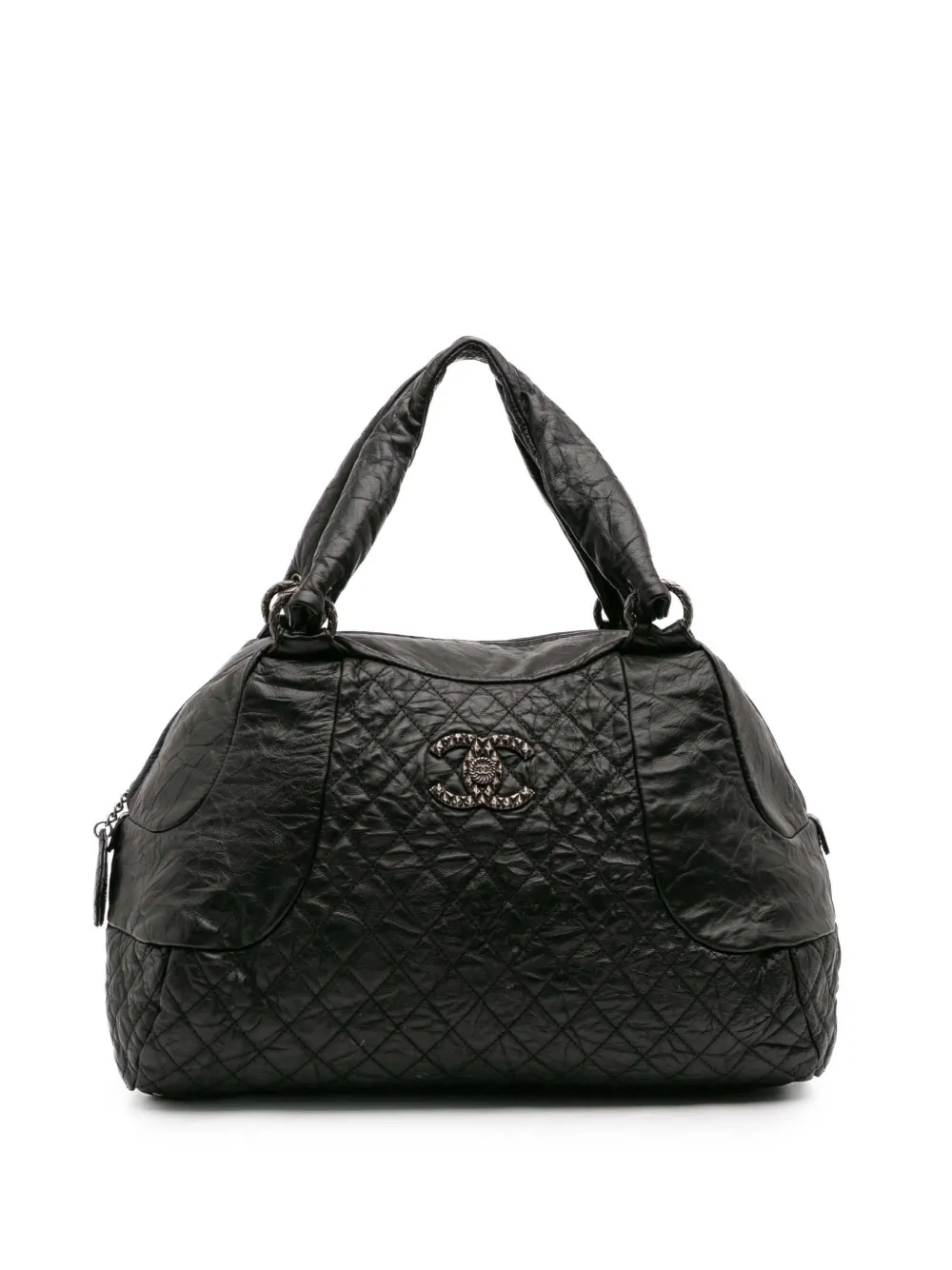CHANEL Pre-Owned 2009-2010 ココマーク マトラッセ エイジドカーフ ココ ライダー ボウリングバッグ CHANEL Pre-Owned 2009-2010 ココマーク マトラッセ エイジドカーフ ココ ライダー ボウリングバッグ