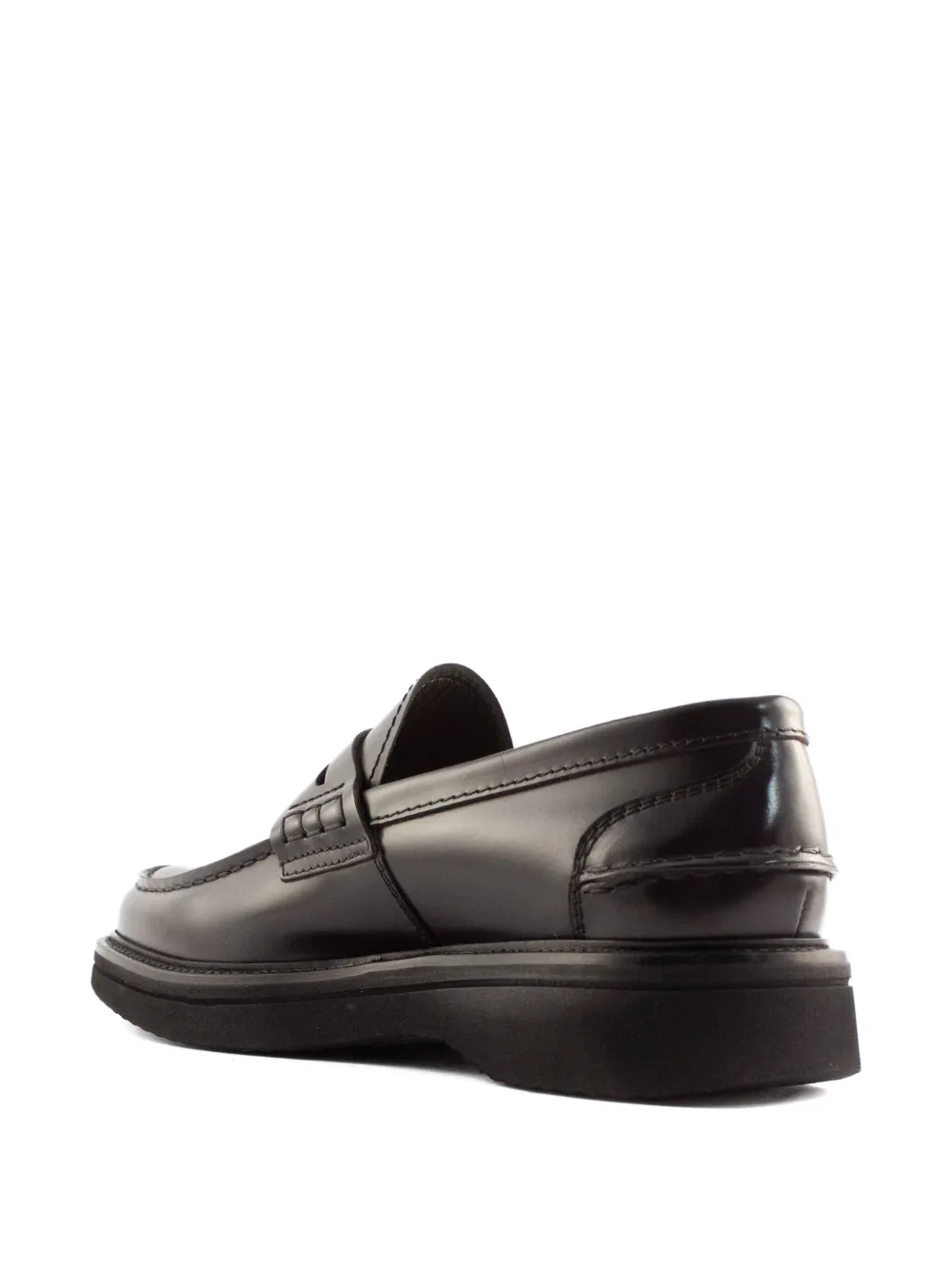 Green George penny-bar leather loafers Brown