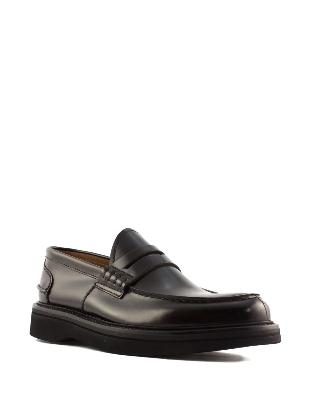 Green George penny-bar leather loafers Brown