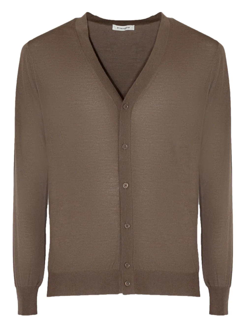 Kangra Cashmere V-neck Buttoned Cardigan In Brown
