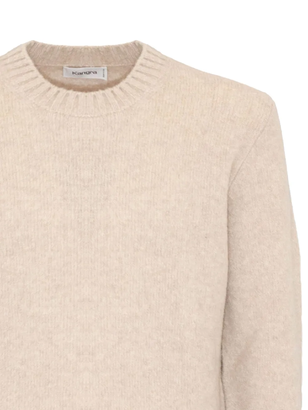 Kangra Trui met geribbelde afwerking en ronde hals Beige