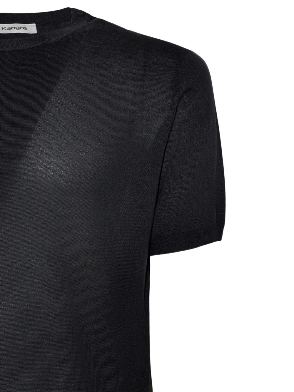 Kangra Cashmere Short-sleeve Ribbed-trim Wool Sweater In Black
