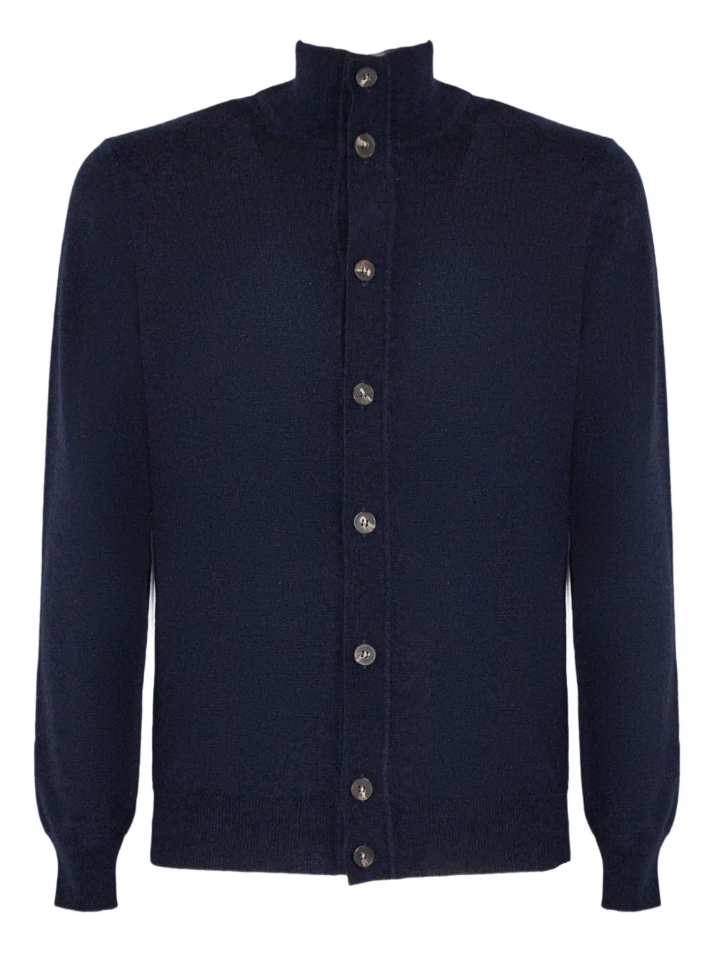 Kangra Cashmere Turtleneck Button Cardigan In Blue