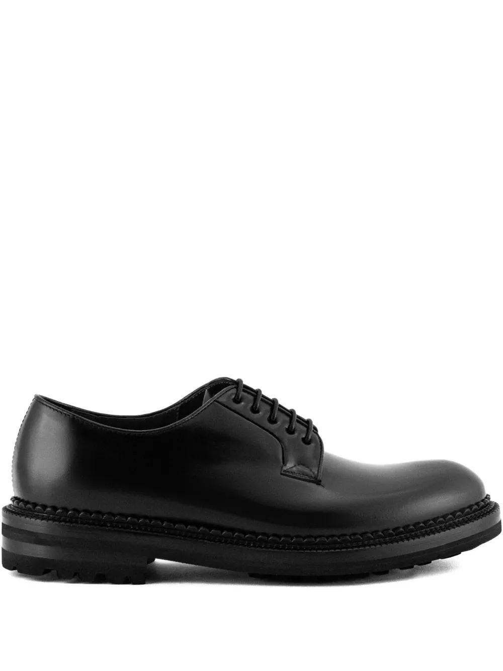 Green George leather lace-up derby shoes Black