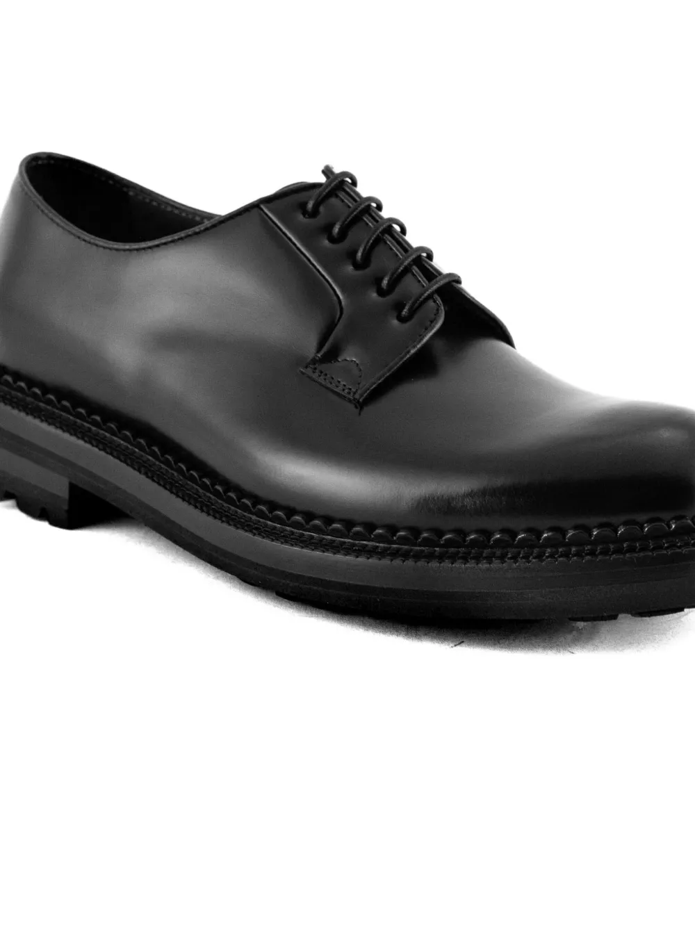 Green George leather lace-up derby shoes Black