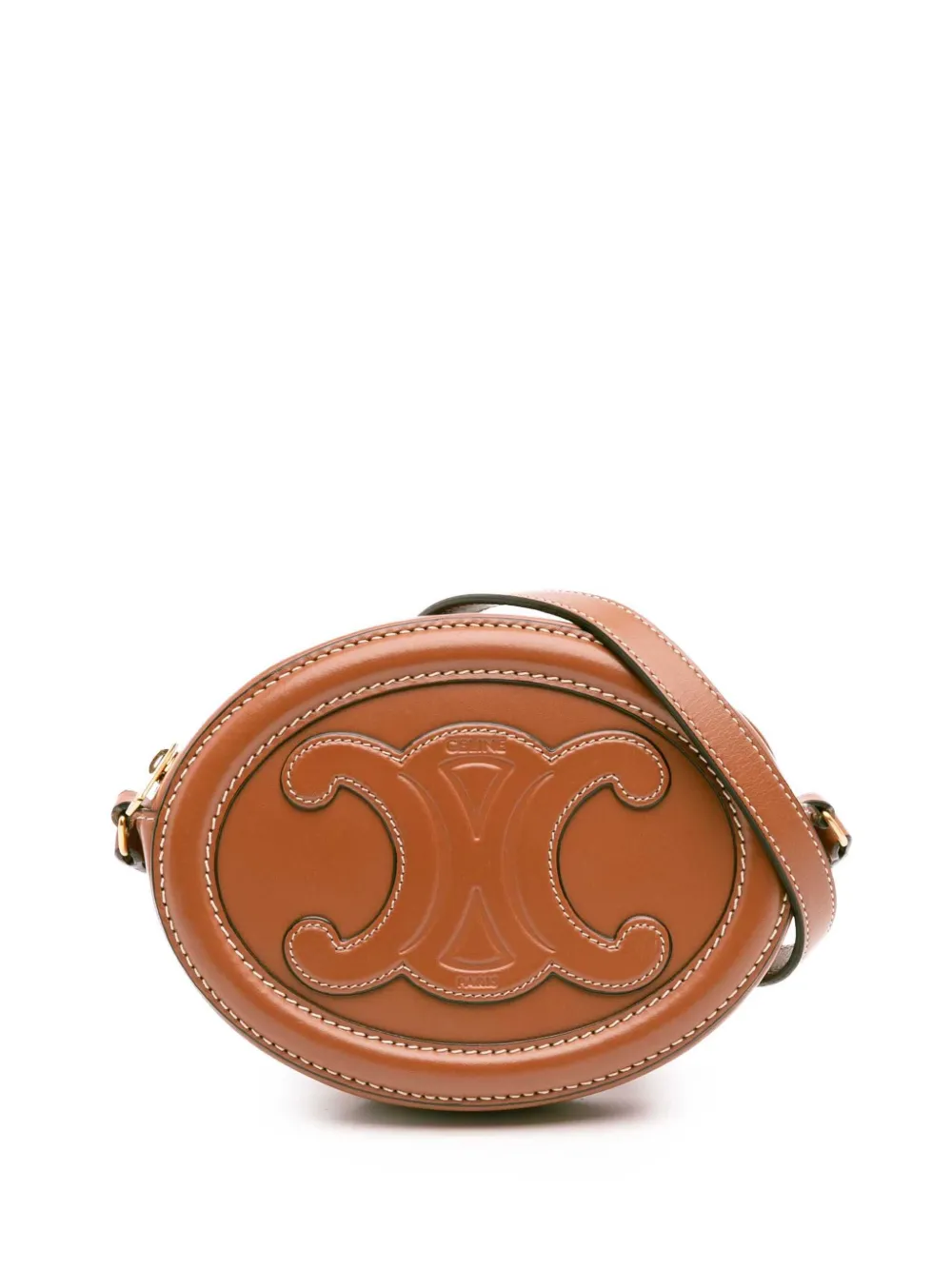 Celine Pre-Owned 2022 スモール カーフスキン キュイルトリオンフ オーバル ショルダーバッグ - ブラウン Celine Pre-Owned 2022 スモール カーフスキン キュイルトリオンフ オーバル ショルダーバッグ - ブラウン