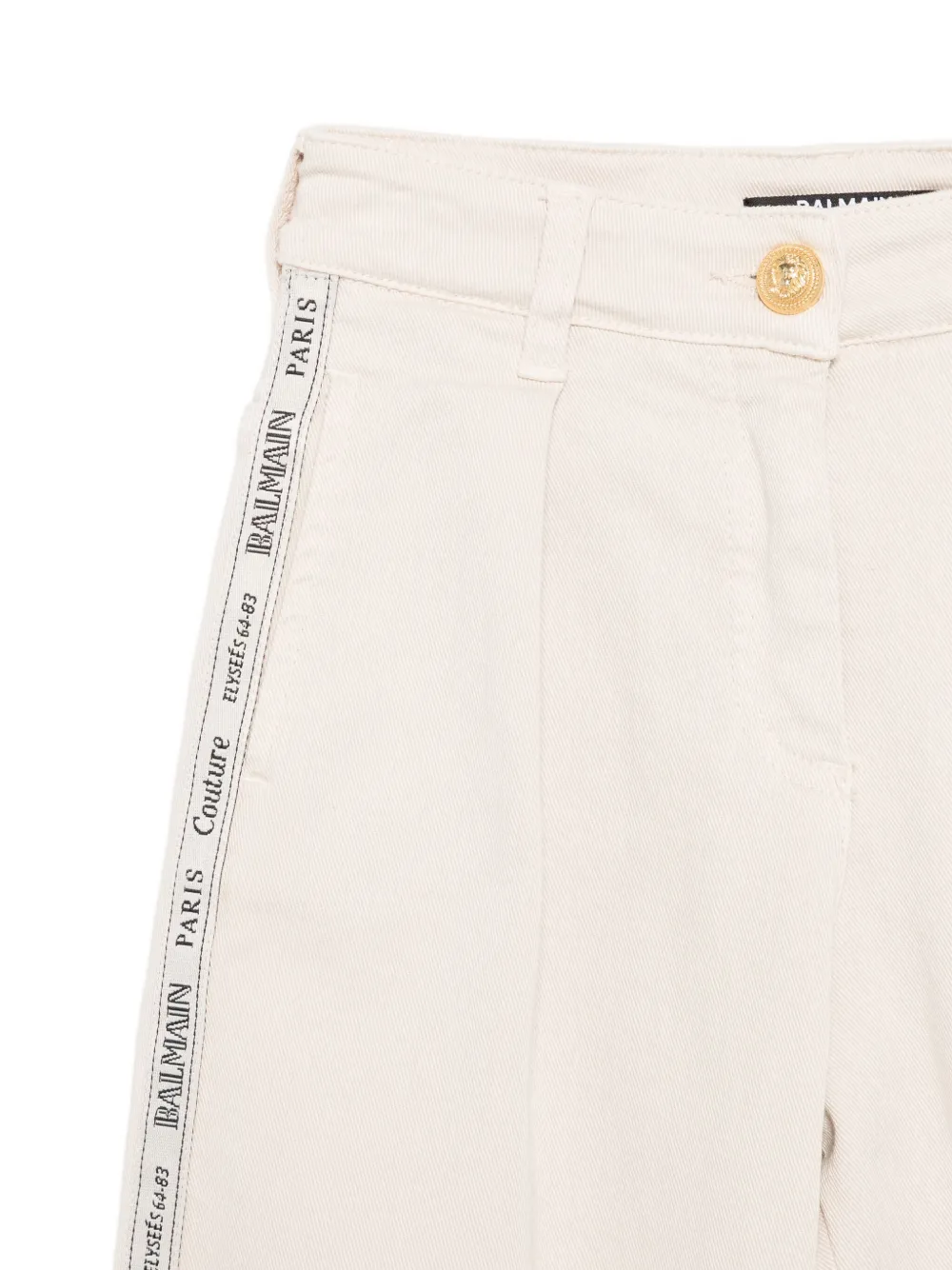Balmain Kids Plooibroek met logodetail Beige