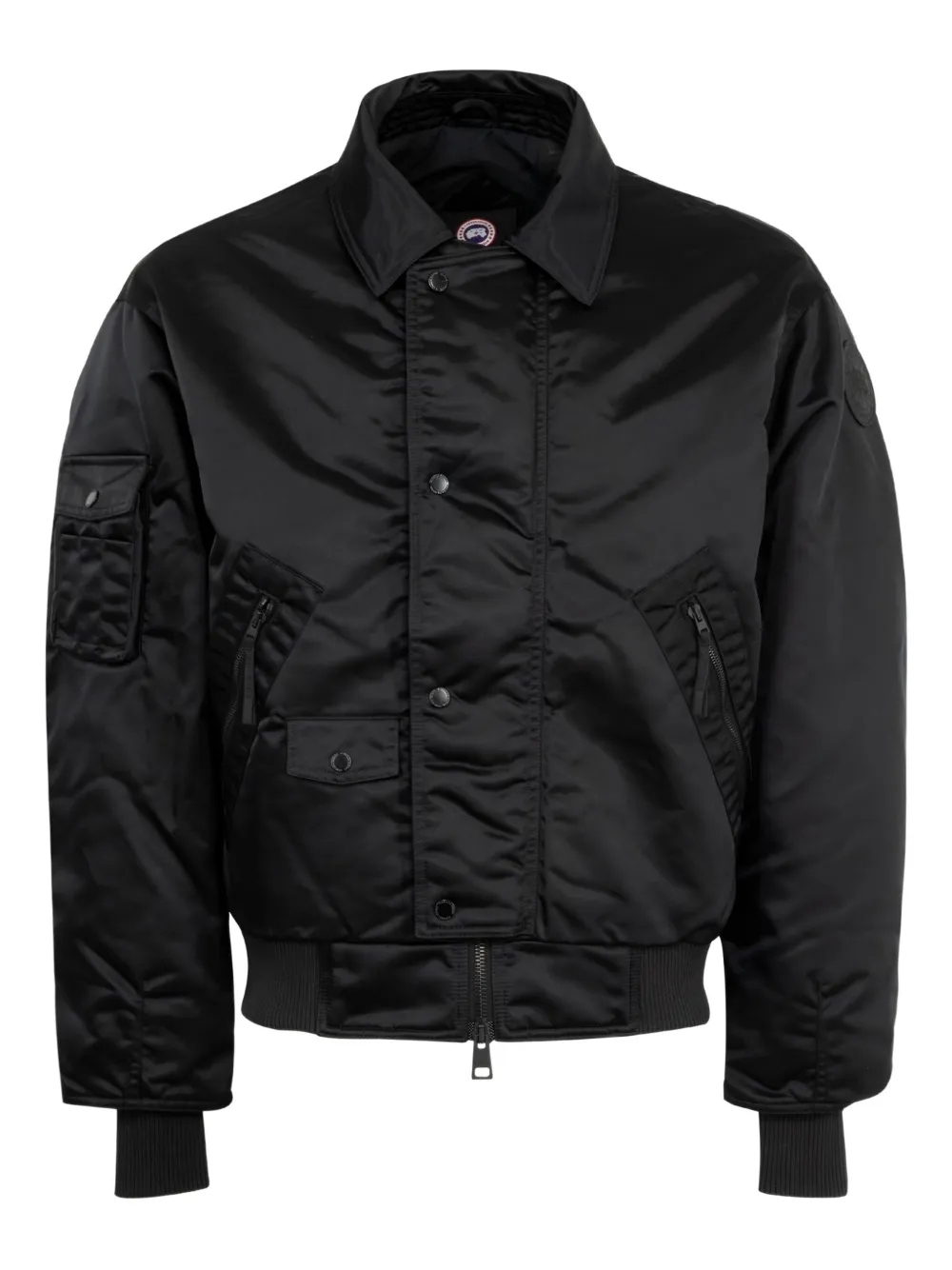 Canada Goose Black Seguin Aviator Down Bomber Jacket In Black