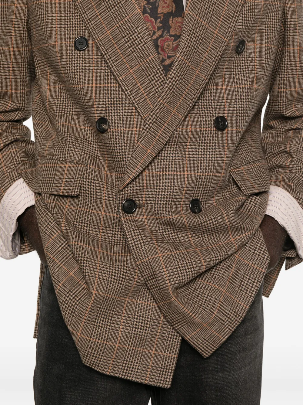 Saint Laurent Wool-cashmere Double-breasted Jacket In Brown