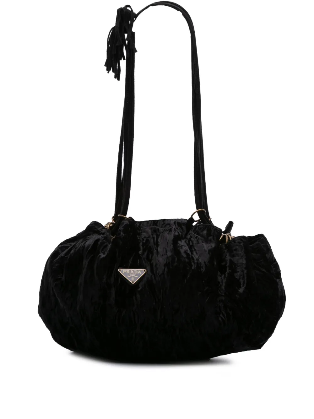 Prada Pre-Owned 2000-2013 ベルベット ショルダーバッグ - ブラック Prada Pre-Owned 2000-2013 ベルベット ショルダーバッグ - ブラック