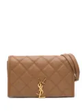 Saint Laurent Pre-Owned 2020 Quilted Diamond Lambskin Becky Wallet on Chain crossbody bag - Brown