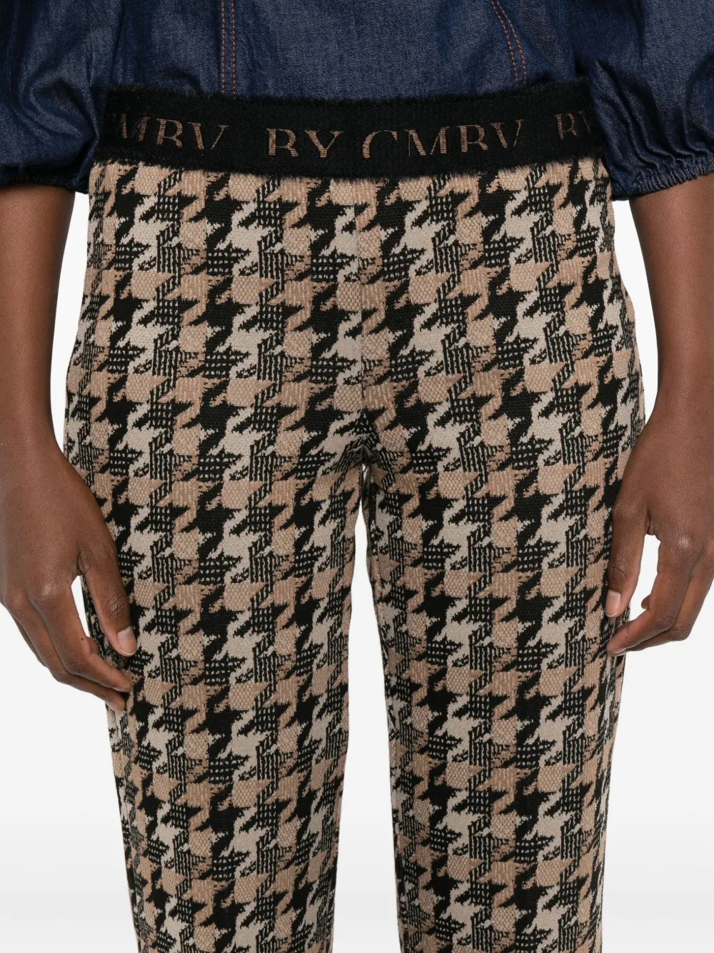 Cambio Houndstooth-pattern Flared Trousers In Neutral