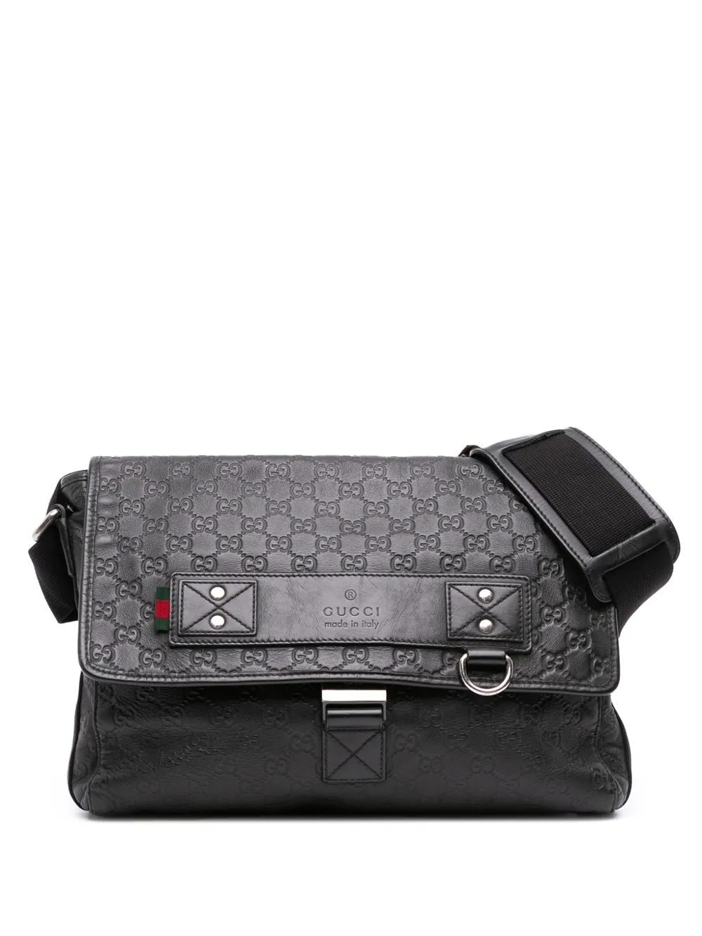 Gucci Pre-Owned 2016-2025 グッチシマ ウェブ ショルダーバッグ - ブラック Gucci Pre-Owned 2016-2025 グッチシマ ウェブ ショルダーバッグ - ブラック