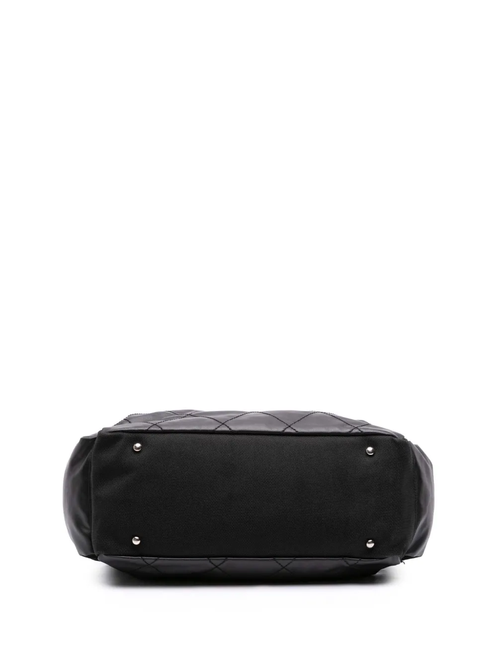 Pre-owned Chanel 2006-2008 Paris Biarritz Large Quilted Coated Canvas Tote Bag In Black