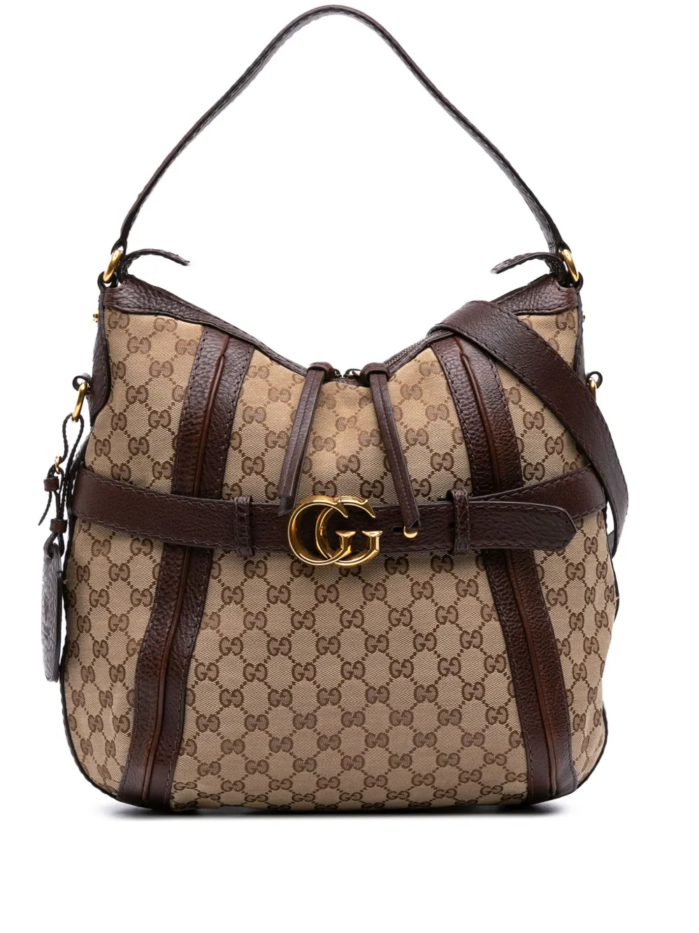 Gucci Pre-Owned 2016-2025 ミディアム GGキャンバス ランニング サッチェルバッグ - ブラウン Gucci Pre-Owned 2016-2025 ミディアム GGキャンバス ランニング サッチェルバッグ - ブラウン