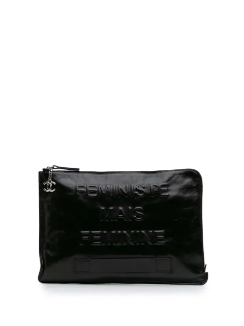 CHANEL Pre-Owned 2015-2016 Large Calfskin Feministe Maize Feminine Pouch clutch bag