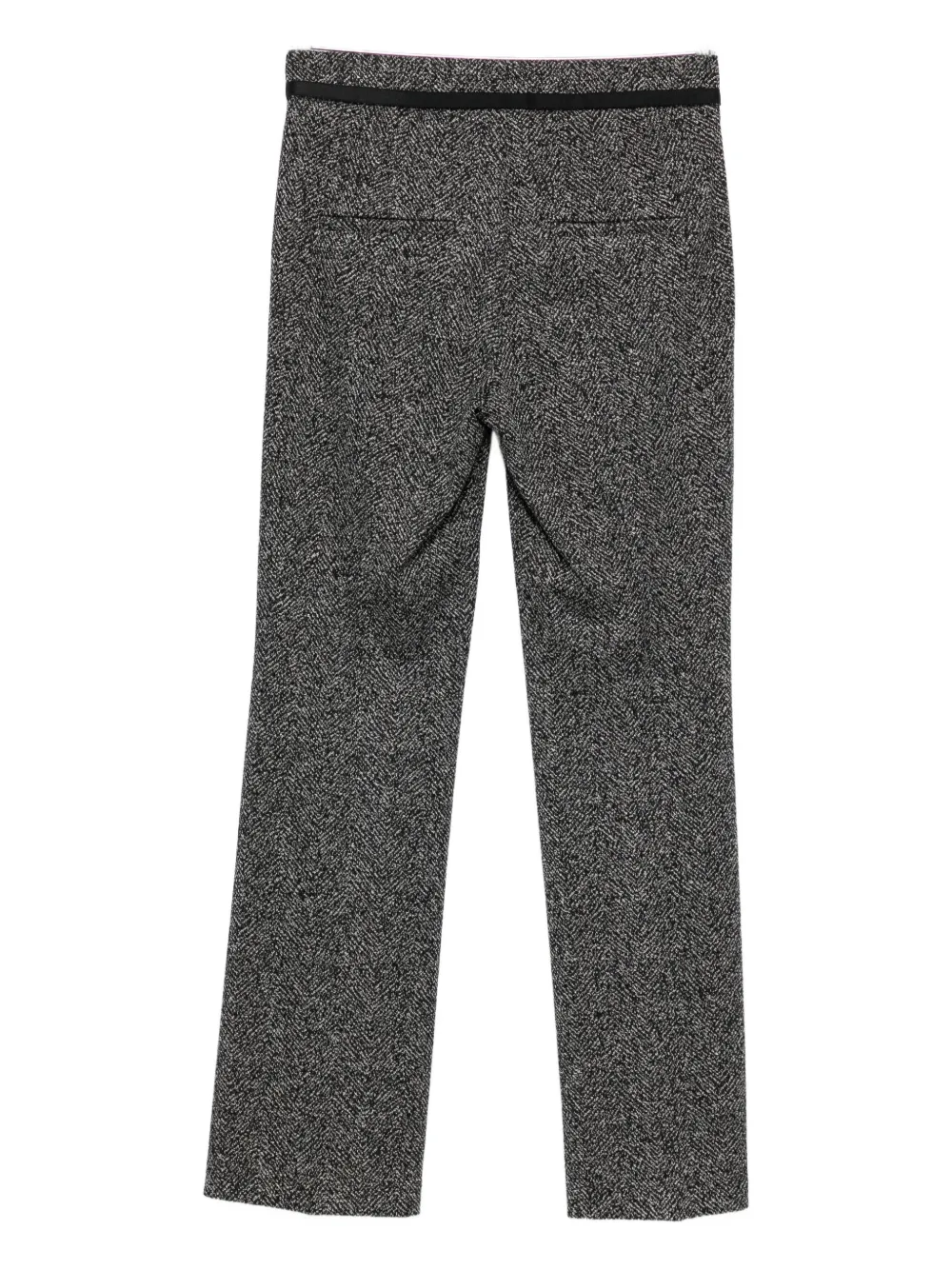 Cambio Broek met visgraatpatroon en banddetail - Zwart