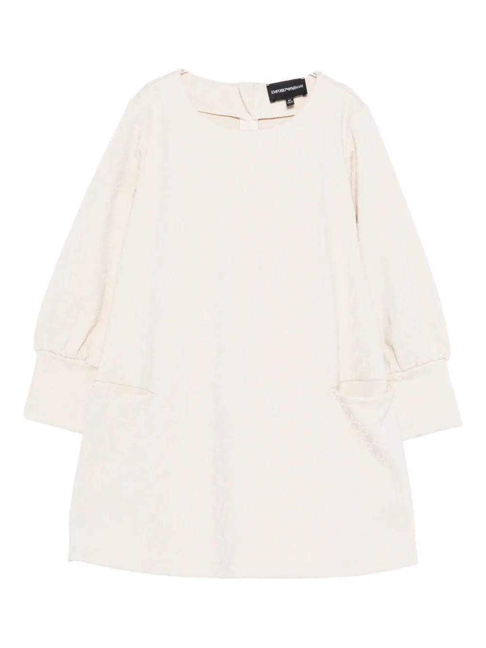 Emporio Armani Textured Puff-sleeve Dress In Pink