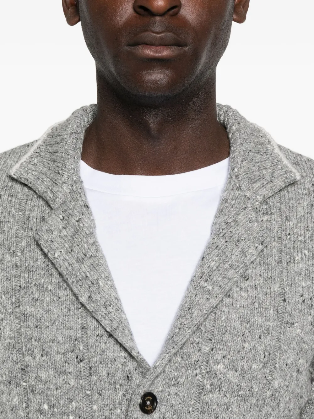 Eleventy Geribbeld vest met spikkels Grijs