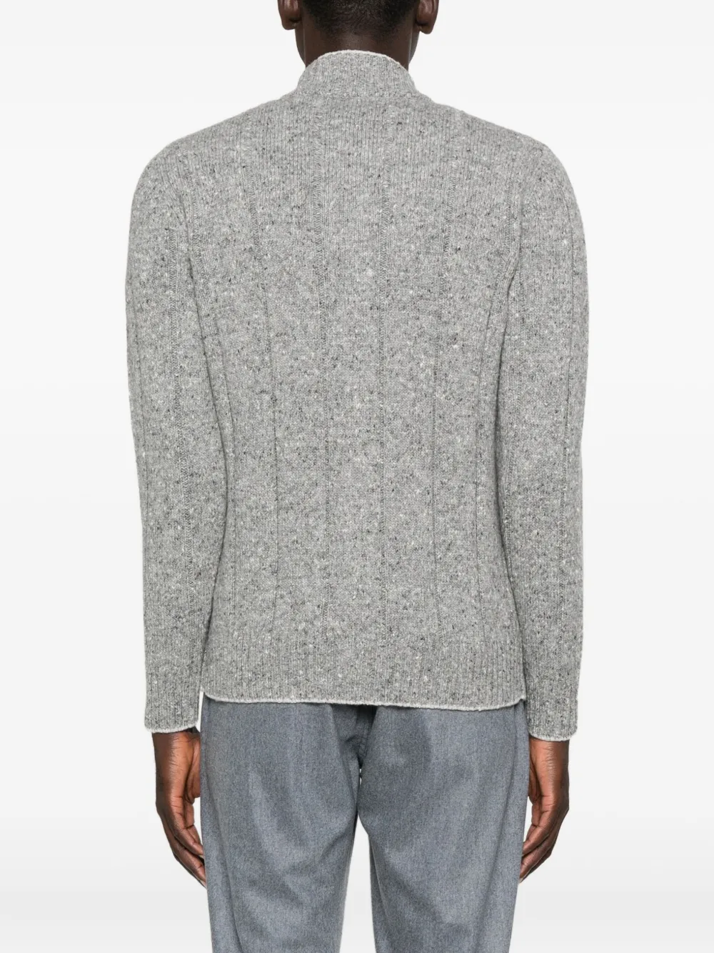 Eleventy Geribbeld vest met spikkels Grijs