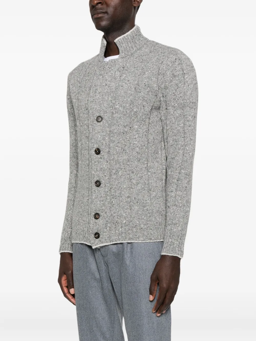 Eleventy Geribbeld vest met spikkels Grijs