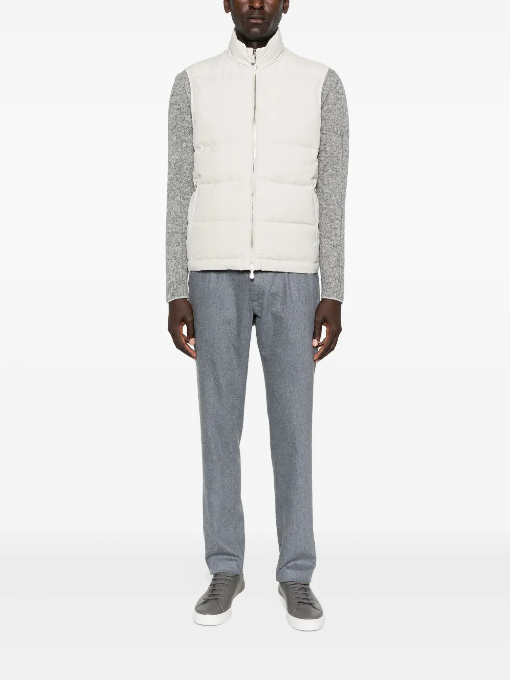 Eleventy Quilted Zip-front Vest In White