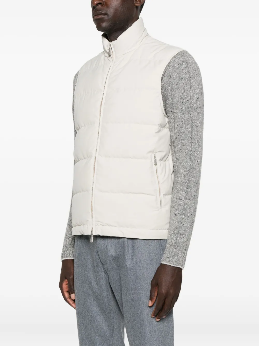 Eleventy Quilted Zip-front Vest In White