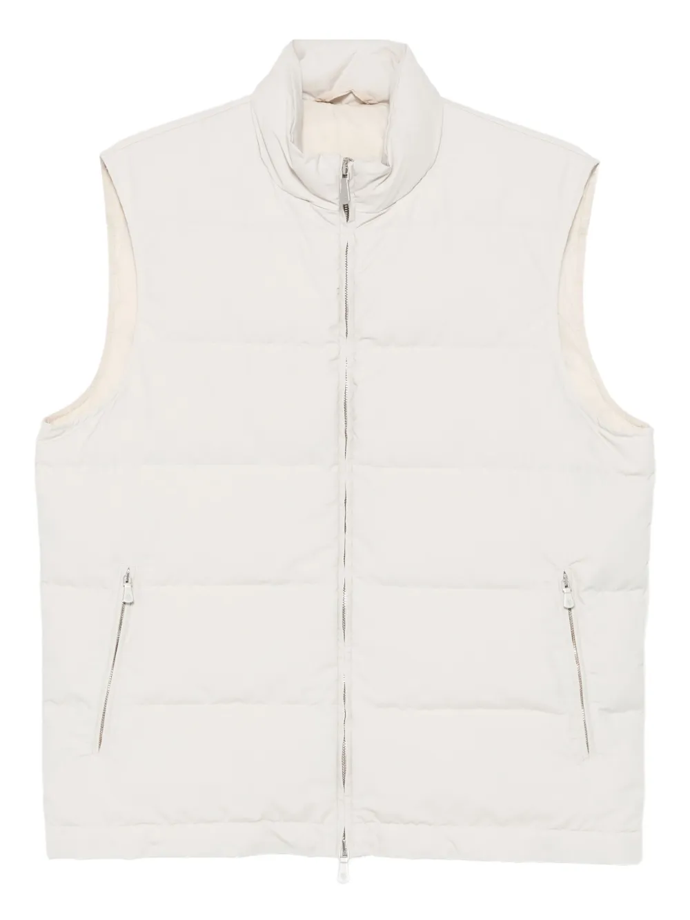 Eleventy Quilted Zip-front Vest In White