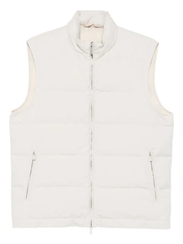 Eleventy Quilted Zip-front Vest in Neutrals