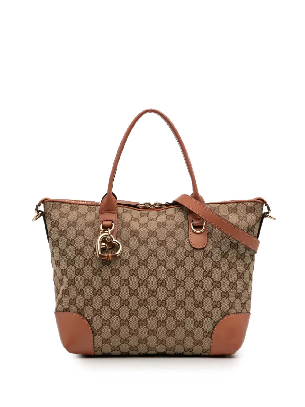 Gucci Pre-Owned 2016-2025 GGキャンバス ハートビット サッチェルバッグ - ブラウン Gucci Pre-Owned 2016-2025 GGキャンバス ハートビット サッチェルバッグ - ブラウン