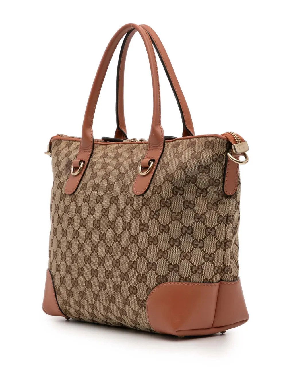 Pre-owned Gucci 2016-2025 Gg Canvas Heart Bit Satchel In Brown