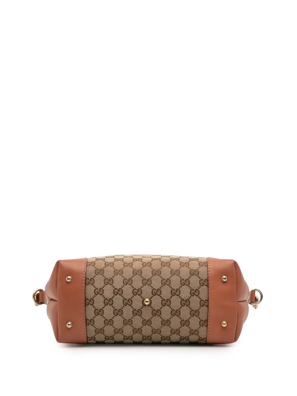 Pre-owned Gucci 2016-2025 Gg Canvas Heart Bit Satchel In Brown