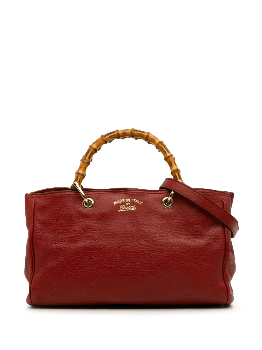 Gucci Pre-Owned 2016-2025 ミディアム カーフスキン バンブー ショッパー サッチェルバッグ - レッド Gucci Pre-Owned 2016-2025 ミディアム カーフスキン バンブー ショッパー サッチェルバッグ - レッド