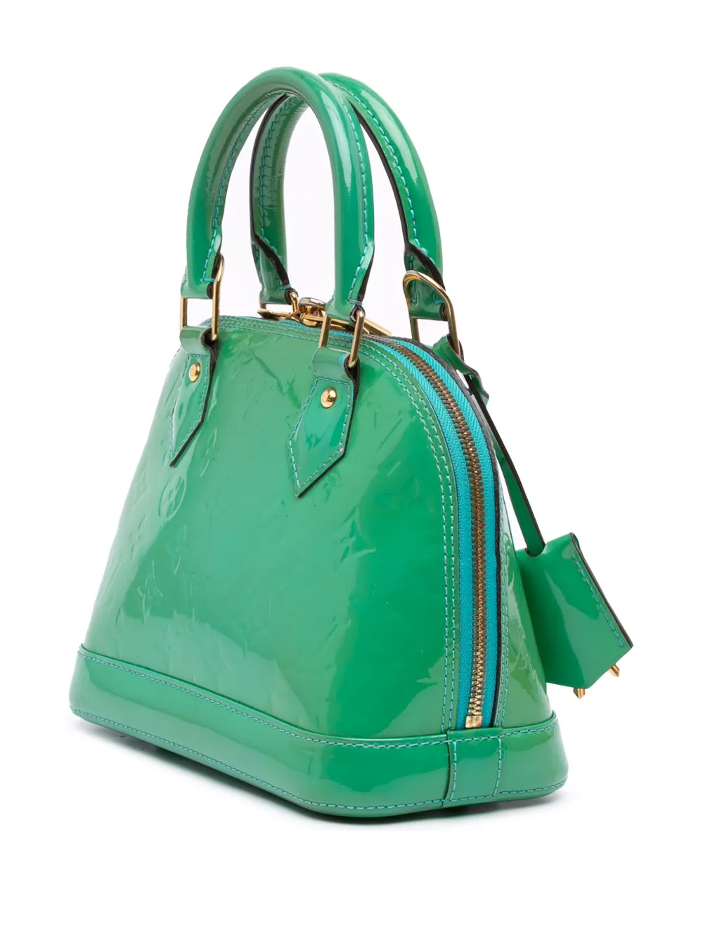 Pre-owned Louis Vuitton 2015 Monogram Vernis Alma Bb Satchel In Green